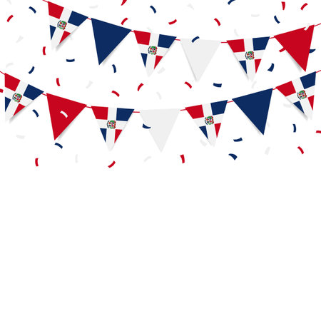 Vector illustration of Independence Day in the Dominican Republic. Garland with the flag of the Dominican Republic on a white background.のイラスト素材
