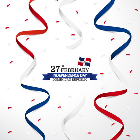 Vector illustration of Independence Day in the Dominican Republic. ribbon.のイラスト素材