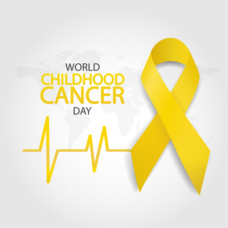 Vector illustration of Childhood Cancer Day. Banner with cancer ribbon.のイラスト素材