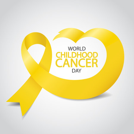 Vector illustration of Childhood Cancer Day. Yellow ribbon.のイラスト素材