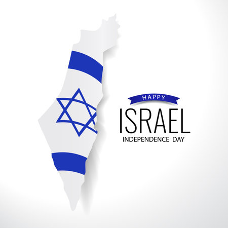 Vector Illustration of Israel Independence Day. Map and flag of Israel.のイラスト素材