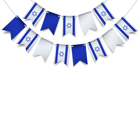 Vector Illustration of Israel Independence Day. Garland from the flag of Israel on a white background.のイラスト素材