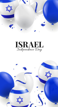 Vector Illustration of Israel Independence Day. Background with balloonsのイラスト素材