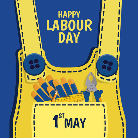Vector Illustration of Labor Day. For a poster and banner. Work clothes with tools.のイラスト素材