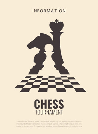 Vector illustration about chess tournament, match, game. Use as advertising, invitation, banner, poster.のイラスト素材