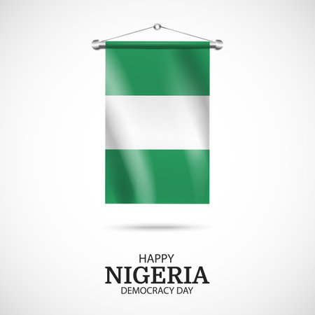 Vector Illustration of Nigerian Democracy Day. celebration banner. Nigeria flagのイラスト素材