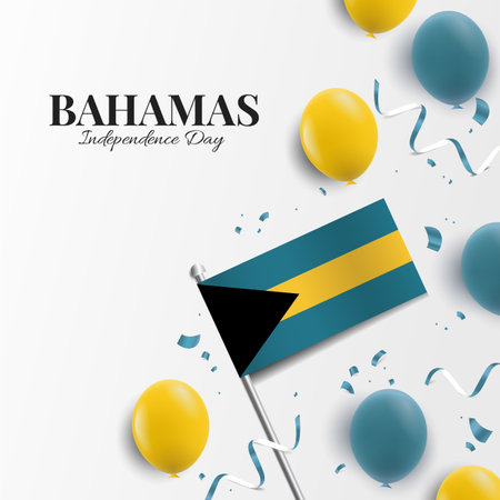 Vector Illustration of Bahamas Independence Day. background with balloons, flagsのイラスト素材