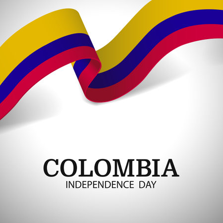 Vector Illustration of Colombia Independence Day. ribbonのイラスト素材