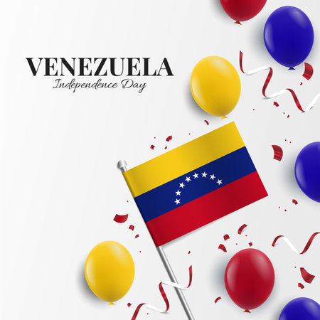 Vector Illustration of Venezuela Independence Day. background with balloons, flagsのイラスト素材