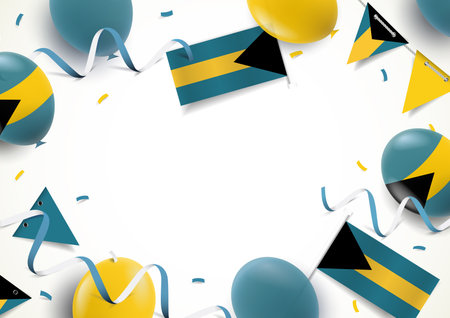 Vector Illustration of Bahamas Independence Day. background with balloons, flagsのイラスト素材