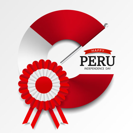 Vector Illustration of Peru Independence Day. Cockade national symbol of Peru.のイラスト素材