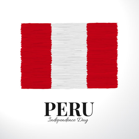 Vector Illustration of Peru Independence Day. Background with flag of Peru.のイラスト素材