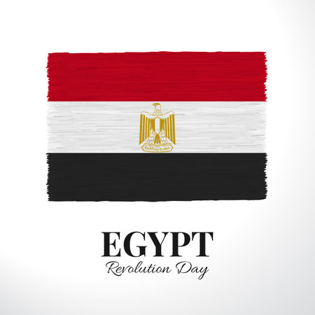 Vector Illustration of Revolution Day Egypt. celebration banner. Flag of Egyptのイラスト素材