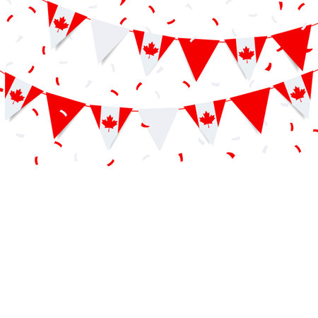 Vector Illustration of Canada day. Garland with the flag of Canada on a white background.のイラスト素材
