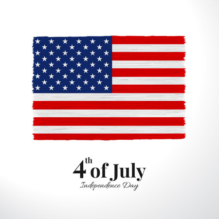 Vector Illustration of the Fourth of July. celebration banner. Flag of USAのイラスト素材
