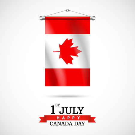 Vector Illustration of Canada day. celebration banner. Flag of Canadaのイラスト素材
