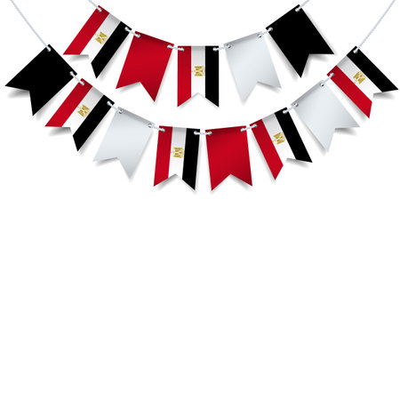 Vector Illustration of Revolution Day Egypt. Garland with the flag of Egypt on a white background.のイラスト素材