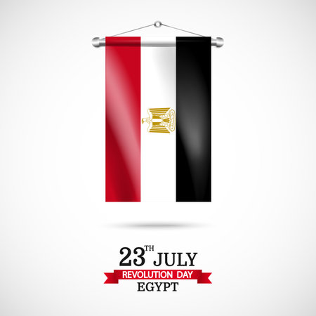 Vector Illustration of Revolution Day Egypt. celebration banner. Flag of Egyptのイラスト素材