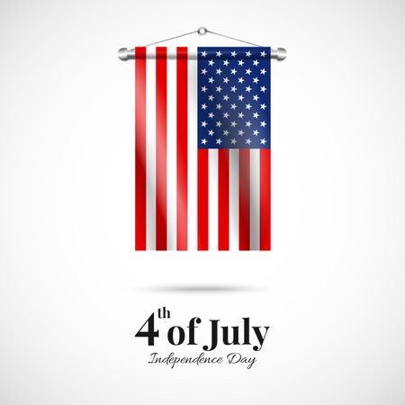 Vector Illustration of the Fourth of July. celebration banner. Flag of USAのイラスト素材