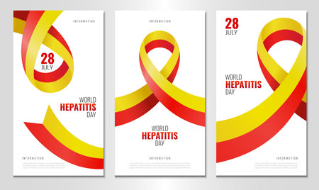 Vector Illustration of World Hepatitis Day. Banner with ribbon. Use as advertising, invitation, banner,のイラスト素材