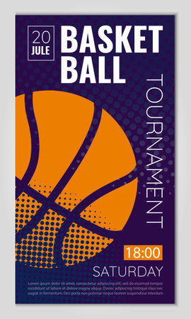 Vector illustration about basketball tournament, match, game. Use as advertising, invitation, banner, posterのイラスト素材