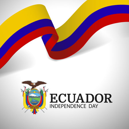 Vector Illustration of Ecuador Independence Day. ribbonのイラスト素材