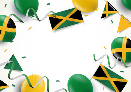 Vector Illustration of Jamaica Independence Day. background with balloons, flagsのイラスト素材