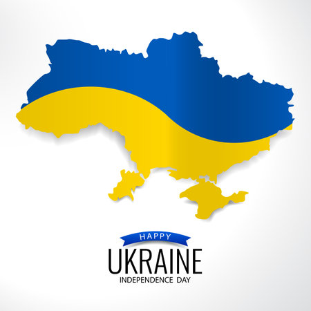 Vector Illustration of Ukraine Independence Day. Map and flag of Ukraine.のイラスト素材