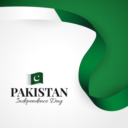 Vector Illustration of Pakistan Independence Day. ribbonのイラスト素材