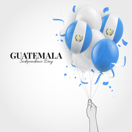 Vector Illustration of Guatemala Independence Day. Hand with balloons.のイラスト素材