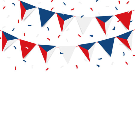 Vector Illustration of Czech Independence Day. Garland with the flag of Czech on a white background.のイラスト素材