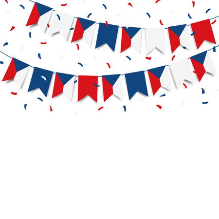 Vector Illustration of Czech Independence Day. Garland with the flag of Czech on a white background.のイラスト素材