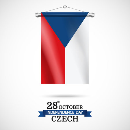 Vector Illustration of Czech Independence Day. Background with flagのイラスト素材