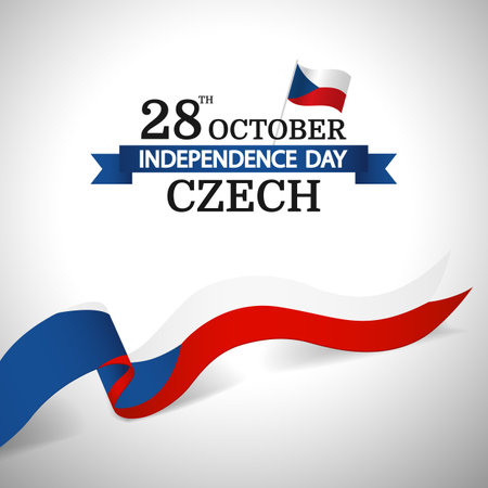 Vector Illustration of Czech Independence Day. Ribbonのイラスト素材