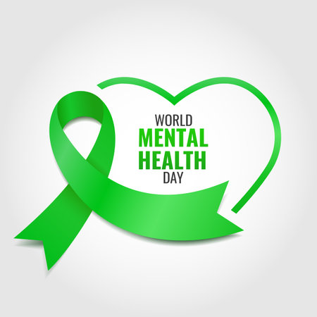 Vector Illustration of World Mental Health Day. Ribbonのイラスト素材