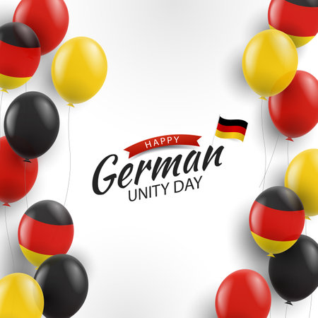 Vector Illustration of German Unity Day. Background with balloonsのイラスト素材