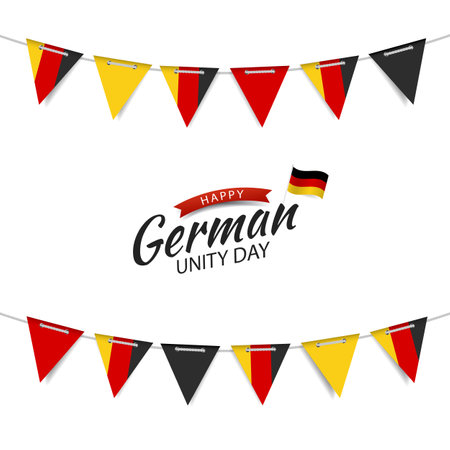 Vector Illustration of German Unity Day. Garland with the flag of Germany on a white background.のイラスト素材