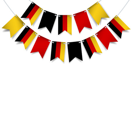 Vector Illustration of German Unity Day. Garland with the flag of Germany on a white background.のイラスト素材