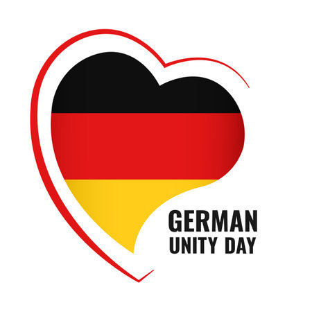 Vector Illustration of German Unity Day. national flag in heart shapeのイラスト素材