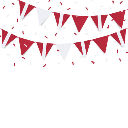 Vector Illustration of Independence Day of Latvia. Garland with the flag of Latvia on a white background.のイラスト素材
