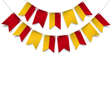 Vector Illustration of Cuenca Independence Day. Garland with the flag of Cuenca on a white background.のイラスト素材