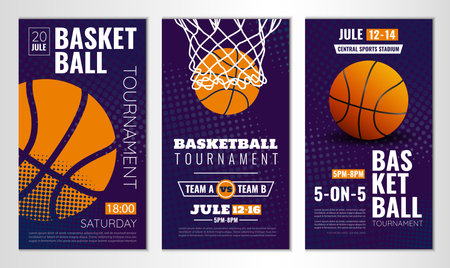 Vector illustration about basketball tournament, match, game. Use as advertising, invitation, banner, posterのイラスト素材