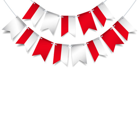 Vector Illustration of Poland Independence Day. Garland with the flag of Poland on a white background.のイラスト素材