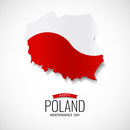 Vector Illustration of Independence Day of Poland. Map and flag of Poland.のイラスト素材