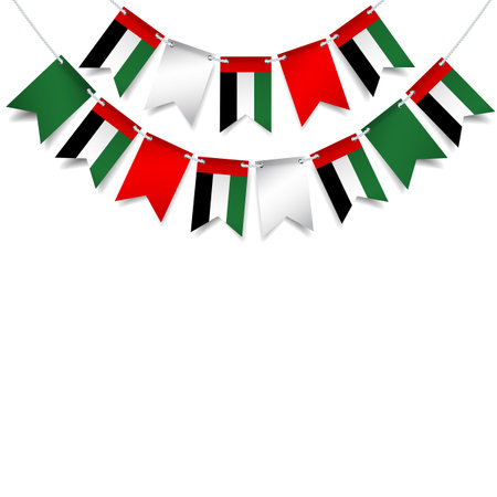 Vector Illustration of National Day United Arab Emirates. Garland with the flag of UAE on a white background.のイラスト素材
