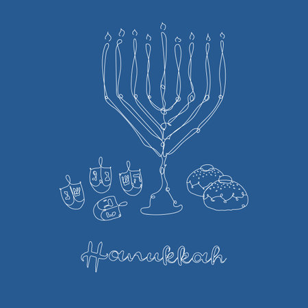 Vector illustration of Jewish holiday Hanukkah.のイラスト素材