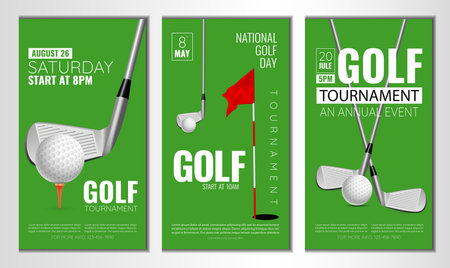 Vector illustration about golf tournament, match, game. Use as advertising, invitation, banner, posterのイラスト素材