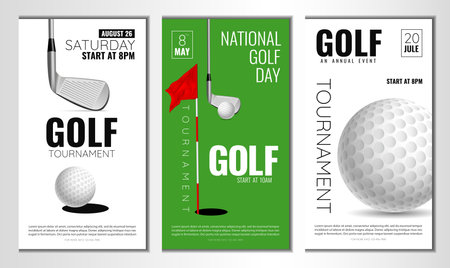 Vector illustration about golf tournament, match, game. Use as advertising, invitation, banner, posterのイラスト素材