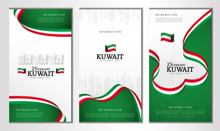 Vector Illustration of National Day Kuwait. Banners setのイラスト素材