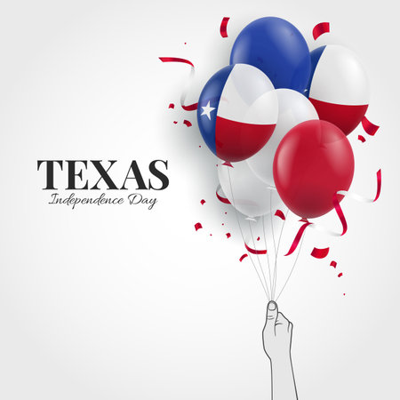 Vector Illustration of Texas Independence Day. Hands with balloons.のイラスト素材